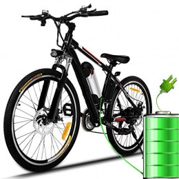 Bunao Bicicleta Bunao Bicicleta eléctrica de montaña, 250W, Batería 36V E-Bike Sistema de Transmisión de 21 Velocidades con Linterna con Batería de Litio Desmontable (C_Negro, 26 Pulgadas)