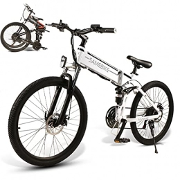 CHEIRS Bicicletas eléctrica CHEIRS 48V10AH Bicicleta de montaña eléctrica Plegable de 21 velocidades, Bicicleta de montaña eléctrica de 26"500 W, para Ejercicio de Viaje en Bicicleta al Aire Libre, White
