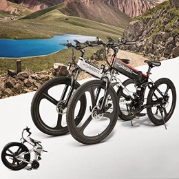 CHEIRS Bicicleta CHEIRS Bicicleta eléctrica Plegable de 350 W y 26 Pulgadas para Hombres y Mujeres, batería de Iones de Litio de 48 V y 10 Ah, hasta 35 km / h con 21 velocidades, White