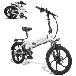 CHHD Bicicletas eléctrica CHHD Bicicleta elctrica, E-Bike Plegable - Bicicleta de ciclomotor elctrica con Control Remoto de Motor de 48V 350W Blanco