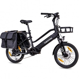 CHRISSON Bicicleta CHRISSON Bicicleta eléctrica de 20 pulgadas, color negro, con motor central Bafang MaxDrive de 250 W, 36 V, 80 Nm, rueda de carga para hombre y mujer, práctico transporte