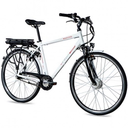 CHRISSON Bicicleta CHRISSON Bicicleta eléctrica E-Gent de 28 pulgadas, para hombre y trekking, color blanco, con 7 marchas Shimano Nexus, Pedelec para hombre con motor de rueda delantera Ananda, 250 W, 36 V