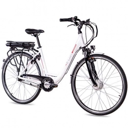CHRISSON Bicicletas eléctrica CHRISSON Bicicleta eléctrica E-Lady de 28 pulgadas para mujer – blanco con 7 velocidades Shimano Nexus – Pedelec Mujer con motor delantero Ananda 250 W, 36 V
