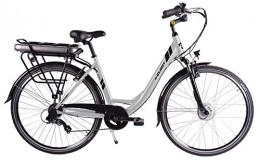 CLOOT Bicicleta Electrica Paseo Ionic Ion Litio 37V con 481Wh Shimano, suspensin Delantera y Motor Bafang. Bicicletas Paseo electricas (Gris Claro)