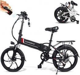 Coolautoparts Bicicletas eléctrica Coolautoparts - Bicicleta eléctrica plegable (20 pulgadas, 350 W, 25 km / h, con batería de litio 48 V, 10, 4 Ah, Shimano 7 velocidades, alarma, antirrobo, hombres y mujeres, color negro 1)