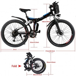 Cooshional Bicicleta cooshional Bicicleta Elctrica Plegable de Montaa con la Batera de Iones de Litio 36V Ruedas de 26 Pulgadas Color Blanco (EU, Negro)