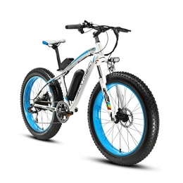 Cyrusher Bicicleta Cyrusher® Extrbici XF660 48V 500 vatios Blanco Azul Mens Bicicleta eléctrica Mountain Bike 7 velocidades Bicicletas eléctricas Frenos de Disco