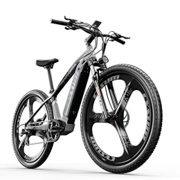 cysum Bicicletas eléctrica cysum CM520 Bicicleta eléctrica para Hombre, Bicicleta de montaña eléctrica para Adultos de 29", Bicicleta de montaña de Carretera Shimano 7 Speed, llanta de una Pieza, Freno Disco hidráulico (Gris)