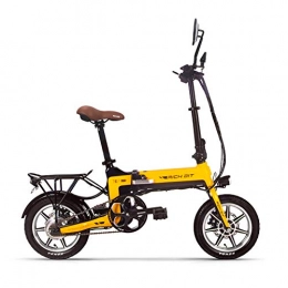 cysum Bicicleta cysumRT-619 Bicicleta eléctrica plegable-2020 Bicicleta eléctrica Plegable Ligera Ruedas de 14 Pulgadas, suspensión Trasera, Bicicleta Neutra asistida por Pedal, 250W 36V 10.2AH (Amarillo)