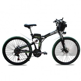 Dapang Bicicleta Dapang Bicicleta de montaña eléctrica de 48 voltios, Bicicleta eléctrica Plegable de 26 Pulgadas con Ruedas de radios de llanta de 4.0", suspensión Total Premium, Black