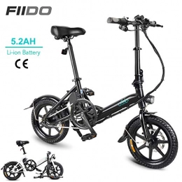 DAPHOME Bicicleta DAPHOME FIIDO Bicicleta elctrica Plegable D3 Plegable para Bicicleta elctrica D3-5, 2 Ah, Color Negro