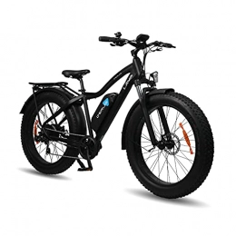 DERUIZ Bicicletas eléctrica DERUIZ Lava Bicicletas eléctricas para Adulto, Fat Tire Bike de 26 Pulgadas Bici Todo Terreno, Bicicleta de Montaña con 48V 624Wh Batería de Litio extraíble(Negro)