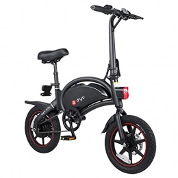 Dyu Bicicleta DYU - Bicicleta eléctrica plegable D3 + hasta 25 km / h, velocidad ajustable, E-Bike, 36 V / 10 Ah, batería 250 W, freno de doble disco, crucero, APP, BMS, adulto, negro