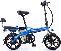 LKLKLK Bicicleta E-Bici Plegable De Aluminio con Los Pedales, Power Assist, Y El Motor 48V 350Wh, Batera, Bicicleta Elctrica con Un 14 Pulgadas, LED De Luz De Bicicletas 3 Modos De Conduccin, Azul