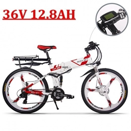 RICH BIT Bicicletas eléctrica eBike_RICHBIT 860 Hombres Bicicleta elctrica de montaña Plegable 17 X 26 Pulgadas 250 W 36V 12.8AH ebike, Rojo