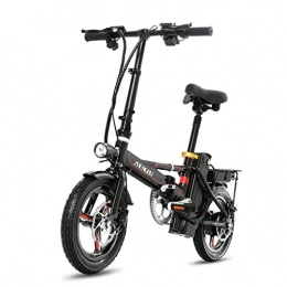 Elctricas Bicicletas eléctrica Elctricas Bicicleta Plegable Ultra Ligero Pequeo Batera Coche Adulto De Aluminio Batera De Litio Coche, Vida 40-50km (Color : Black, Size : 123 * 60 * 98cm)
