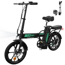ELEKGO  ELEKGO Bicicleta eléctrica Bicicleta Plegable de 16 Pulgadas Bicicleta de cercanías con batería de 36 V 8, 4 Ah, Bicicleta Urbana con Motor de 250 W, Bicicleta eléctrica de hasta 35-70 KM para Adultos