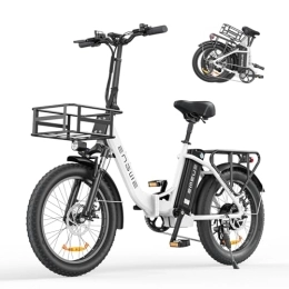 ENGWE  ENGWE L20 SE - Bicicleta eléctrica Plegable, 20" x 3, 0 Fat Tire Bicicleta eléctrica para Adultos, 250 W Paso a Paso E-Bike, 20", Plegable, Batería extraíble de 36 V y 15, 6 Ah (Blanco)