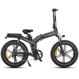 ENGWE  ENGWE X20 Bicicleta eléctrica Plegable con 20" x 4.0 Fat Tire Dual Batería extraíble 48V14.4AH / 7.8AH Largo 120 km, 3 Triple suspensión Shimano 8 Velocita All Terrain Ebike (Negro)