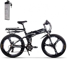 ENLEE Bicicleta ENLEE Rich bit TOP-860 36V 250W 12.8Ah Bicicleta de Ciudad de suspensión Completa Bicicleta de montaña Plegable eléctrica Plegable (Black-Gray)