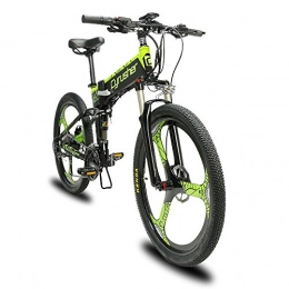 Extrbici Bicicletas eléctrica Extrbici Bicicleta de montaña elctrica Plegable MTB Doble Freno mecnico Marco de Aluminio Una Rueda XF770 500W (Verde