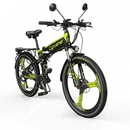Extrbici Bicicletas eléctrica Extrbici Bicicleta de montaña eléctrica Plegable MTB Doble Freno mecánico Marco de Aluminio Una Rueda XF770 500W (Verde