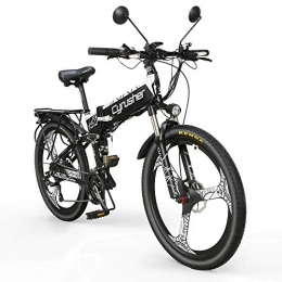 Extrbici Bicicleta Extrbici Bicicleta Eléctrica Plegable Montaña Hombres Adultos MTB 500 W 48 V 27 velocidades marco de aleación de aluminio suspensión completa frenos de disco hidráulico dual XF770 （Blanco y negro）