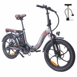 Fafrees Bicicleta Fafrees Bicicleta electrica Plegable F20 Pro, 250W 18Ah Bicicleta eléctrica de Ciudad, 7 velocidades, Luz Trasera, Gris