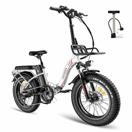 Fafrees Bicicleta Fafrees Bicicleta eléctrica F20 MAX Bicicleta eléctrica Urbana Plegable de 20 Pulgadas Shimano 7 Speed ​​​​MTB para Hombre E-Bike con Cesta, Blanco
