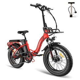 Fafrees Bicicleta Fafrees Bicicleta eléctrica F20 MAX Bicicleta eléctrica Urbana Plegable de 20 Pulgadas Shimano 7 Speed ​​​​MTB para Hombre E-Bike con Cesta, Rojo