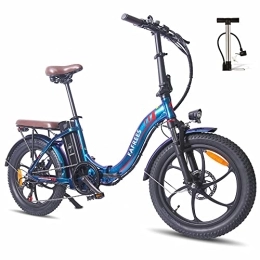 Fafrees Bicicletas eléctrica Fafrees Bicicleta eléctrica F20-PRO, 20 Pulgadas Plegable Bicicleta Urbana eléctrica, 250 W fatbike, 18Ah batería, Rango de 140 km, E-Bike para Adultos, Aurora Azul