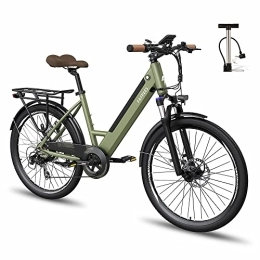 Fafrees Bicicletas eléctrica Fafrees Bicicleta eléctrica F26 Pro, 26", 250 W, 36 V, 10 Ah, Shimano de 7 velocidades, EAU Bicicleta eléctrica para adultos, soporte móvil APP, verde