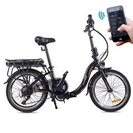 Fafrees Bicicletas eléctrica Fafrees Bicicleta eléctrica plegable E-Bike con batería extraíble de 36 V / 10 Ah, 7 velocidades, 250 W, asiento ajustable, manillar para adultos, color negro