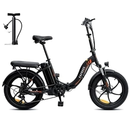 Fafrees Bicicleta Fafrees Bicicleta eléctrica plegable F20 de 20 pulgadas, motor de 250 W 36 V 15 Ah batería extraíble de gran capacidad, 20 "*3.0 Fat Tire City Bicicleta eléctrica, Shimano 7S, Negro