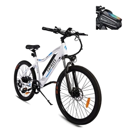Fafrees Bicicletas eléctrica Fafrees F100 Bicicleta eléctrica de montaña de 26 pulgadas, con batería de 48 V / 11, 6 Ah, Shimano 7S, bicicleta eléctrica para hombre y mujer, color blanco