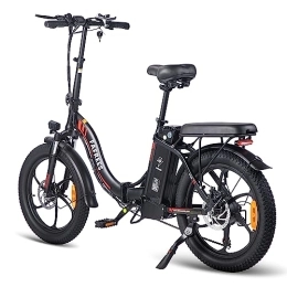 Fafrees Bicicletas eléctrica Fafrees F20 Bicicleta Eléctrica Plegable 20" x 3.0 Grasas Neumático Eléctrico Plegable, Batería 36V 16Ah Shimano 7S, Bicicleta de Ciudad para Adulto, Negro