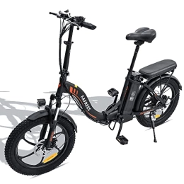 Fafrees Bicicleta Fafrees F20 Fatbike Batería 36 V 15 Ah Bicicleta eléctrica plegable de 20 pulgadas 250 W Velocidad máxima 25 km / h, con batería recargable extraíble SHIMANO 7S, hasta 90-120 km - Negro