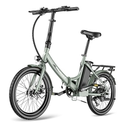 Fafrees Bicicleta Fafrees F20 Light 20 Pulgadas Plegable E-Bike 250W para Mujer Hombre Adolescente Anciano con Batería Extraíble de 36V 14, 5 Ah, Bicicleta Eléctrica Velocidad Máxima 25 km / h Shimano 7S (Verde)