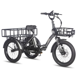 Fafrees Bicicleta Fafrees F20 Mate Triciclo eléctrico de 20 pulgadas x 3, 0 pulgadas, batería de 48 V, 18, 2 Ah, bicicleta plegable de 65 N.m, 3 ruedas ebike 25 km / h, alcance de hasta 55 – 110 km (cesta delantera + cesta