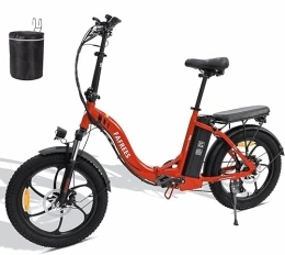 Fafrees  Fafrees [Official] Bicicleta eléctrica Ebike Bicicletas urbanas Plegables, Batería extraíble de 16 Ah, Motor de 250W, Alcance hasta 60-120KM, F20 (Rojo)