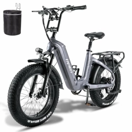 Fafrees  Fafrees Oficial Bicicleta Eléctrica 1080Wh, 20 * 4.0" Fatbike, Batería 22.5Ah Samsung Cell, Ebike de Fibra de Carbono, Bici Eléctrica Montaña para Adultos, Alcance 100KM, F20 Master 2023 (Gris)
