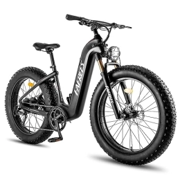Fafrees Bicicleta Fat Bike de 26" x 4.8" con Marco de Fibra de Carbono sin Costuras, Bicicleta Eléctrica con Batería Samsung de 48V 22.5AH, Frenos Hidráulicos Dobles, Shimano 9S, Faro Delantero de 48V 5.5W