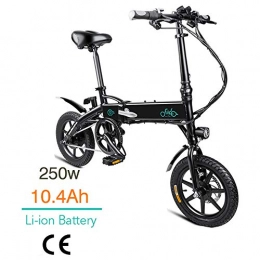 Fiido Bicicleta FIIDO D1 14 Pulgadas Bicicleta elctrica Plegable, Bicicleta elctrica de batera de Litio de 250W 7.8 / 10.4Ah con luz LED Frontal para Negro Adulto (Negro-10.4Ah)