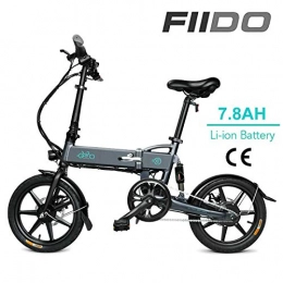 Fiido Bicicleta FIIDO D2 Bicicleta elctrica Plegable de 16 Pulgadas, Bicicletas elctricas Plegables para Adultos con incorporada 7.8ah elctrica con Amortiguador al Aire Libre Ejercicios y desplazamientos(Gris)