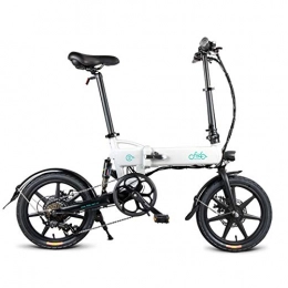Fiido Bicicleta FIIDO D2S - Bicicleta eléctrica plegable de 16 pulgadas, recargable, plegable, velocidad máxima de 25 km / h, unisex, color blanco