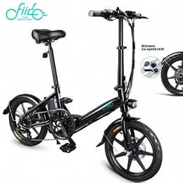 Fiido Bicicleta FIIDO D3s Bicicleta eléctrica, Bicicleta eléctrica Plegable Shimano de 6 velocidades Ligero con batería de 250W 36V Ruedas de 16 Pulgadas Frenos de Doble Disco para Aldult Men Fitness Sporting(Negro)