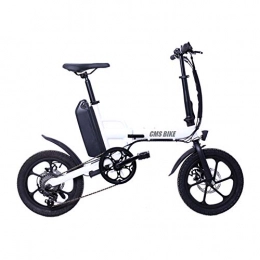 FJNS Bicicleta FJNS Bici Eléctrica de 16 Pulgadas, Bicicleta eléctrica Plegable de 13Ah 250W 25 km / h 80 km Sistema Inteligente Inteligente de Velocidad Variable, Blanco