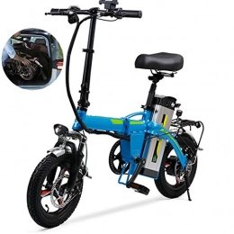Fxwj Bicicletas eléctrica Fxwj Bicicleta Elctrica Plegables con 400W Motor Bicicleta Plegable 30 Km / H Y Batera 48V 3.0Ah Bici Electricas Adulto Asiento Ajustable Pedales, Azul