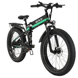 GARVAINE Bicicletas eléctrica GAVARINE Fat Tire Bicicleta EléCtrica, Bicicleta de Montaña con Suspensión Total y Resorte Plegable, con Batería de Litio Extraíble de 48V 12.8AH y Pantalla LCD Grande de 3.5 Pulgadas (Verde)