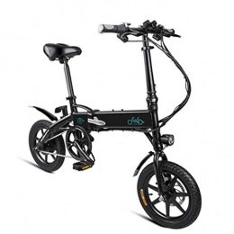 Gfone Bicicleta Gfone Bicicleta Elctrica de 14 Pulgadas Bicicleta Elctrica Plegable, E Bike Bici Electrica con Indicador LED, Mximo 25 KM / H, Frenos de Disco Mecnicos, Blanco Negro (Almacn de la UE)
